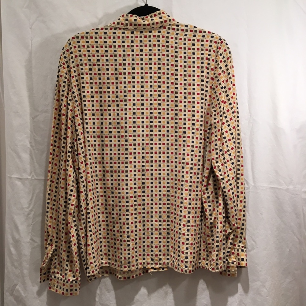Vintage Silk Square Pattern Button Down - image 5